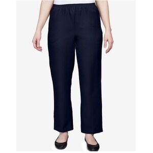 Alfred Dunner Classics Womens Petite Casual Navy Blue Elastic Waist  Pants 16P